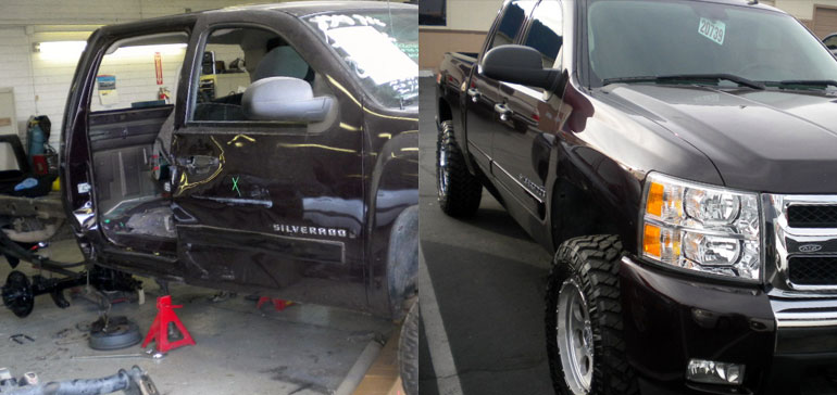 Truck Collision Repair, before and after