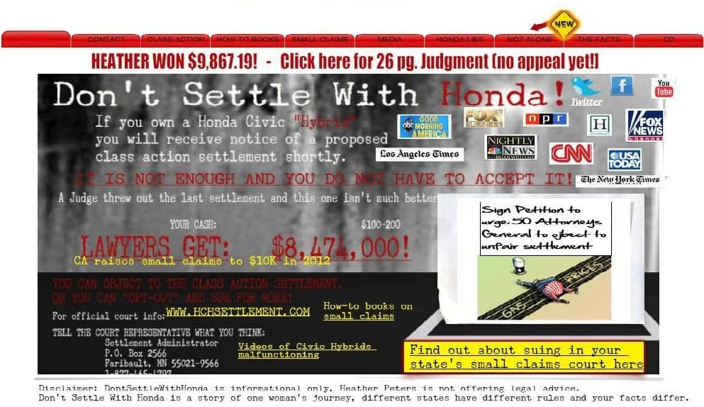 dontsettlewithhonda.org website image