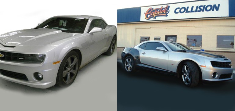 camaro collision damage repaired before and after
